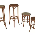 Stylish Wooden Bar Stools With Round Seats And Curved Legs Design