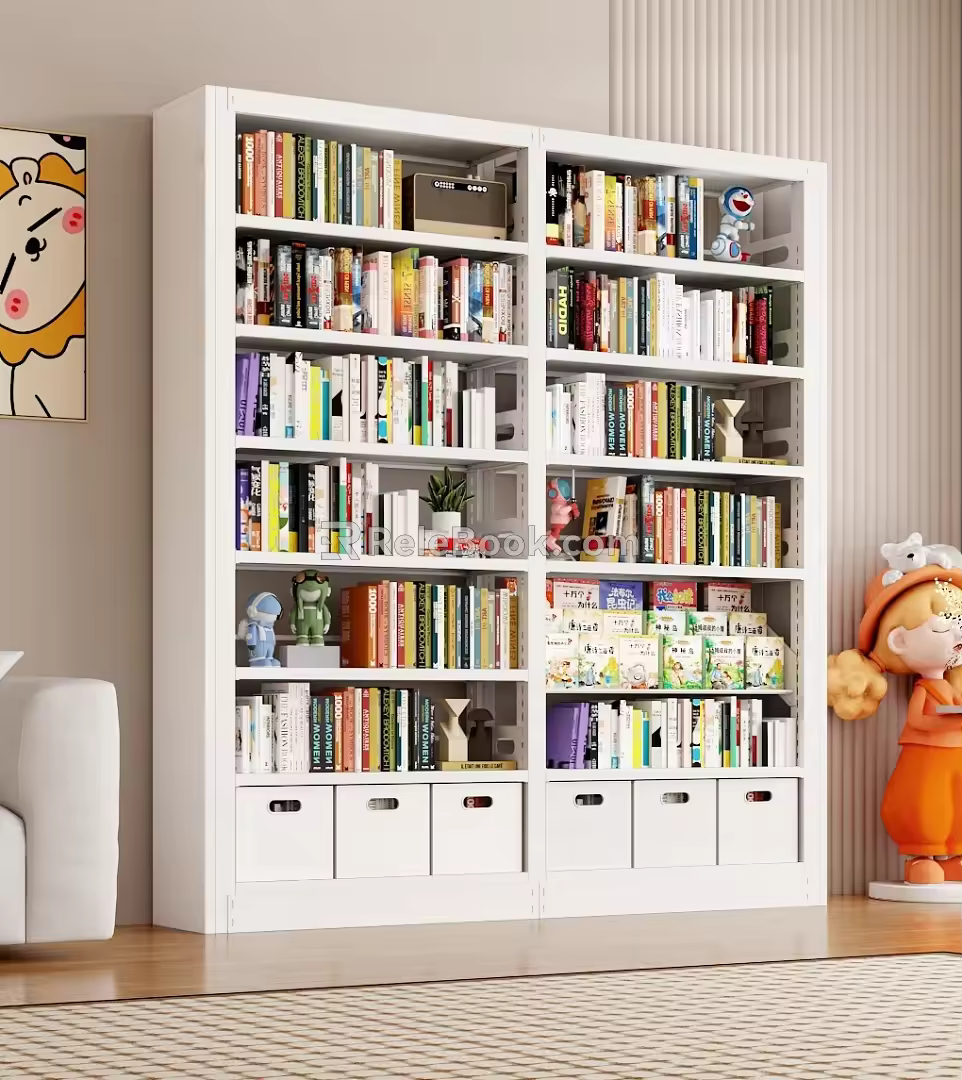 Household Steel Bookshelf Storage Rack Floor-Standing Multi-Layer Storage Book Rack for Students and Children Bookcase Wrought Iron Picture Book Shelf 3d model