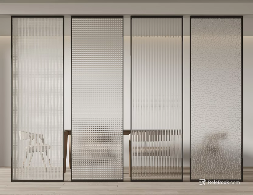 Stylish Room Dividers For Modern Interior Design With Mesh And Textured Patterns 3d model 
