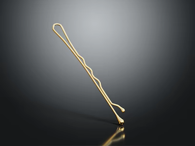 Elegant Golden Curved Hair Accessory with Shiny Surface for Daily Fashion Wear 3d model