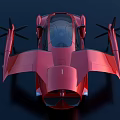 Futuristic Red Flying Car With Modern Aerodynamic Design And Rotor Blades