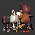 Colorful Cartoon Animal Character Figurines Featuring Unique Costumes And Accessories On Dark Reflective Background