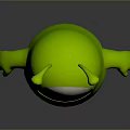 Cute Green 3D Game And Movie Character With Antennae White Face Black Eyes