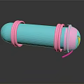 Cute Blue Pink Caterpillar Toy With Pink Rings And Yellow Eyes