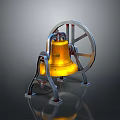 Elegant Yellow Vintage Bell With Metal Wheel And Stand Structure