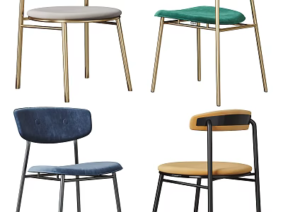 Modern Leisure Accent Chairs With Velvet Upholstery And Metal Legs In Various Colors 3d model