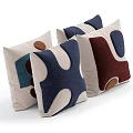 Modern Decorative Throw Pillows With Abstract Patterns Blue Brown Beige Textured Fabric Design 3d model