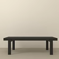 Black Wooden Bench With Modern Minimalist Design In Simple Room Interior
