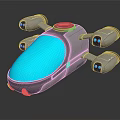 Advanced Futuristic Streamlined Flying Vehicle With Transparent Blue Cockpit And Silver Thrusters