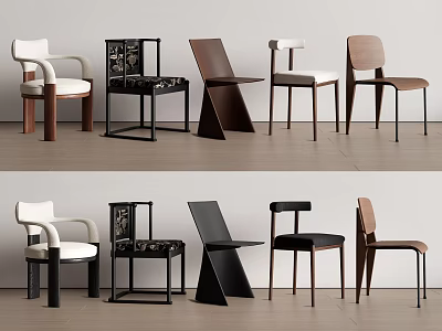 Modern Design Dining Chairs With Various Styles Wooden Metal Frames And Colors 3d model