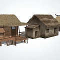 Traditional Rustic Thatched Houses Featuring Wooden Roofs And Architectural Structures