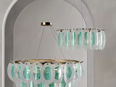 Elegant Modern Crystal Chandelier With Green Glass Accents And Gold Metal Frame 3d model