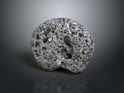 Porous Natural Stone With Irregular Shape And Speckled Gray Surface Holes 3d model
