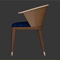 Modern Blue Upholstered Chair With Wooden Legs White Armrests And Trim
