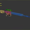 Modern Tan Colored Sniper Rifle with Scope Hollowed Out Design and Black Stock