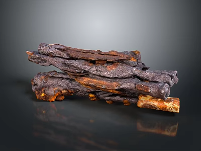 Natural Wood Stone Chunks Stacked With Rustic Texture And Warm Earthy Hues 3d model