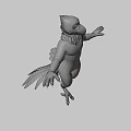 Game and Movie Character With White Body Dark Wings in Dynamic Pose on Red Background
