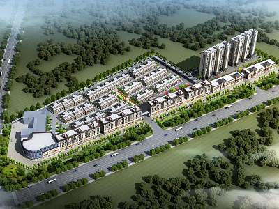 Aerial Planning of Residential Community With Neatly Arranged Buildings Greenery Roads And Community Facilities 3d model