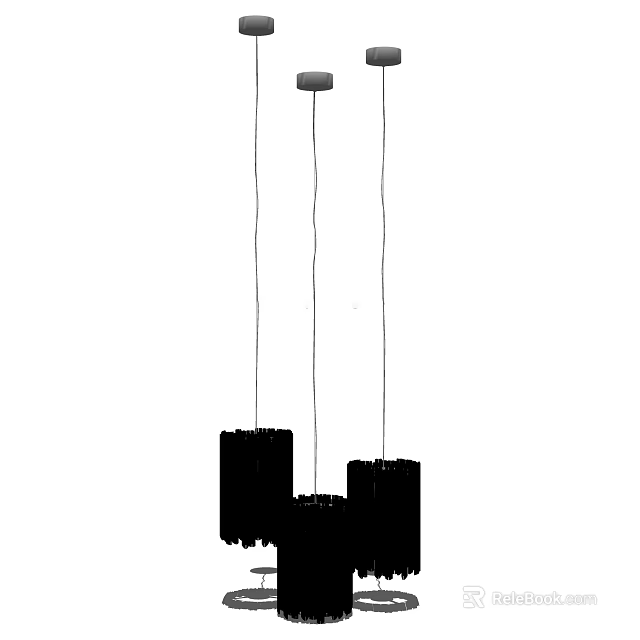 Modern Chandelier Design With Multiple Black Block Shaped Lights Suspended By Thin Lines 3d model 