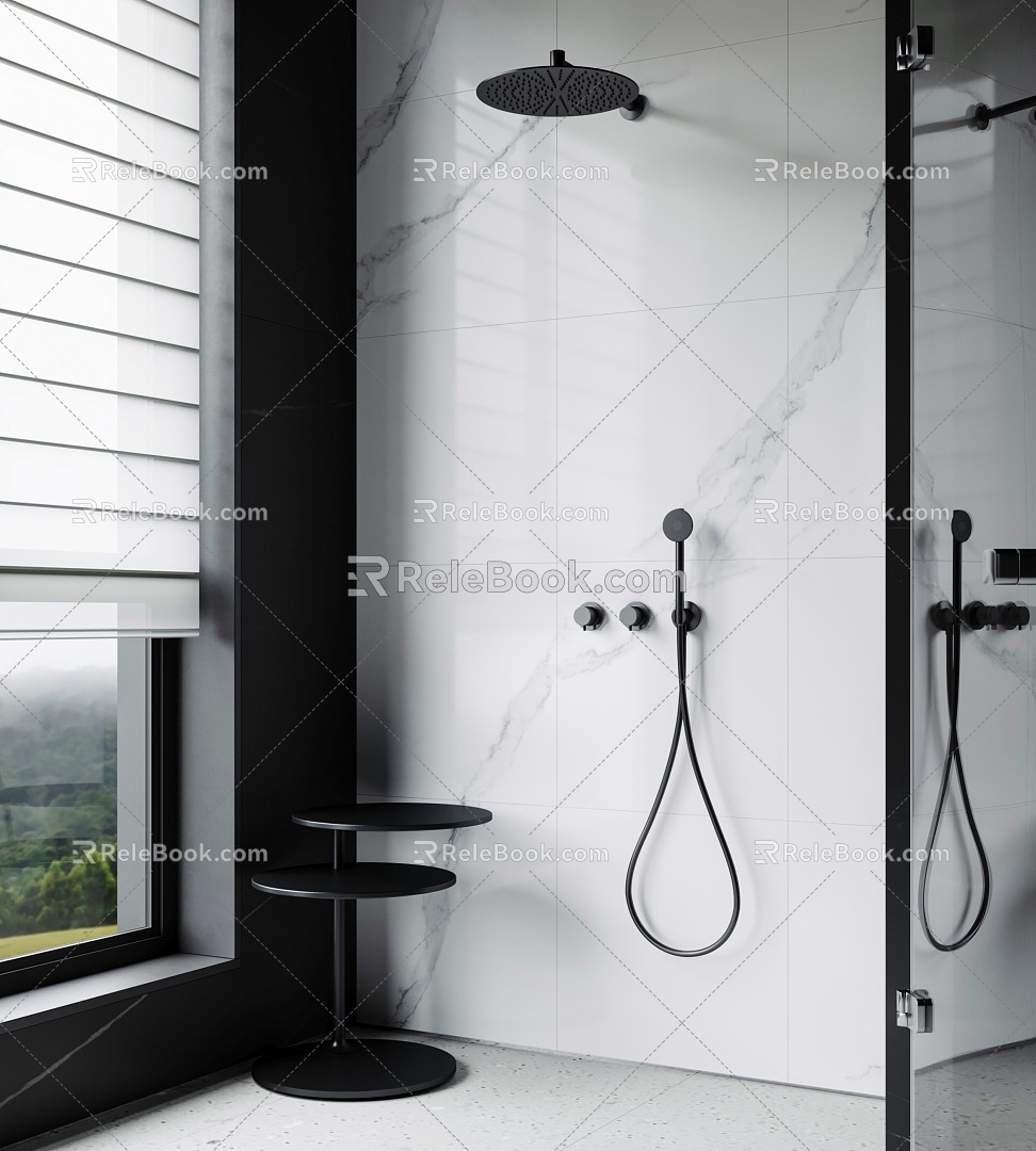 Minimalist shower shower rack concealed shower shower bathroom shower 3d model