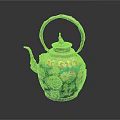 Traditional Chinese Teapot with Silver Handle Colorful Enamel and Intricate Floral Patterns