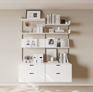Cream wind bookshelf 3d model