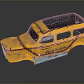 Vintage Yellow Car Model With Willys Lettering Striped Decoration And Retro Design