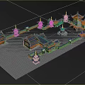 Ancient Chinese Architecture Complex Featuring Traditional Roofs Courtyard Layout And Golden Decorations