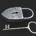 Antique Door Handle With Vintage Padlock And Metal Key Design Elements