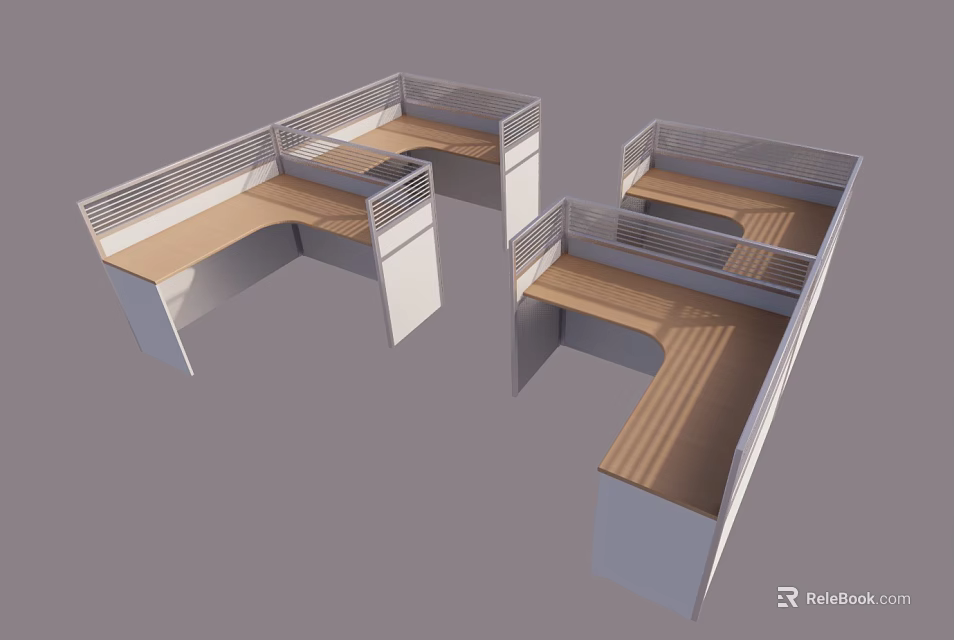 Office Desk and Chair Set with Wooden Top White Frame and Partition for Office Use 3d model 