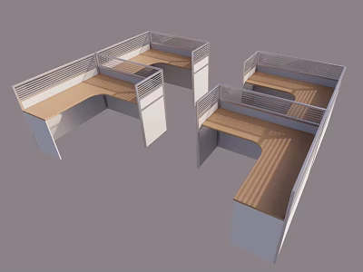 Office Desk and Chair Set with Wooden Top White Frame and Partition for Office Use 3d model