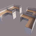 Office Desk and Chair Set with Wooden Top White Frame and Partition for Office Use