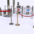 Modern gate concierge pole one meter hurdle security gate traffic light 3d model