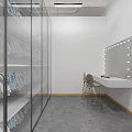 Modern Photography Studio With Studio Lights Tripods Paintings On Walls Gray Floor And Small Decor