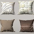 Decorative Throw Pillows With Beige White Wave Square Stone Patterns And Solid Brown Colors 3d model