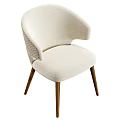 Elegant Modern Accent Chair With Beige Fabric Woven Back And Wooden Legs