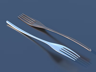 Stylish Kitchen Cutlery Featuring Stainless Steel And Copper Forks On Dark Surface 3d model
