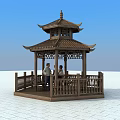 Chinese style pavilion double-layer bamboo tile pavilion 3d model
