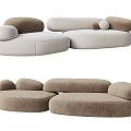 Modern Abstract Sofa With Rounded Design Neutral Tones And Plush Upholstery 3d model