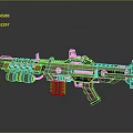 Futuristic Gold And Black Weapon With Mechanical Components And Tactical Scope