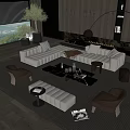 Modern Living Room Sofa And Coffee Table Set With Armchairs Decorative Rug And Floor Lamp