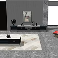 Modern Coffee Table In Living Room With Marble Top Black White Design And City View