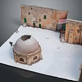 Ancient Stone Architecture With Dome Structure And Courtyard Design 3d model