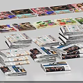 Stacked Newspapers And Magazines With Various Colorful Covers Arranged On