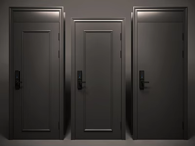 Modern Dark Gray Steel Security Doors With Sleek Design And Secure Locks 3d model