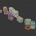 Wooden Daily Necessities Storage Containers Including Barrels Crates Baskets And Rope