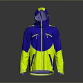 Video Game Film Character Wearing Blue And Yellow Hooded Jacket With Zipper Pockets