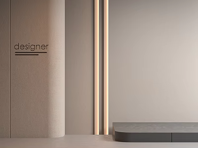 Modern Designer Wall Paneling In Neutral Tone With Accent Lighting And Console Table 3d model