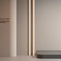 Modern Designer Wall Paneling In Neutral Tone With Accent Lighting And Console Table