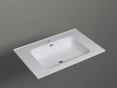 White Ceramic Square Washbasin With Sleek Design For Modern Bathroom Countertop 3d model